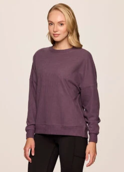 Off Days Relaxed Waffle Knit Sweatshirt -Rbx Active Wear Shop 9a661155 b0fa 4848 80b0 c632e217271c